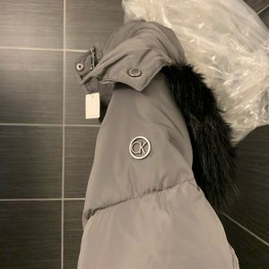 Calvin Klein Long Winter Parka Coat in Titan